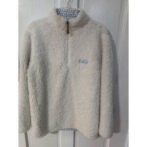 Women's‎ White Reversible Sherpa Quarter Zip Pull-over L